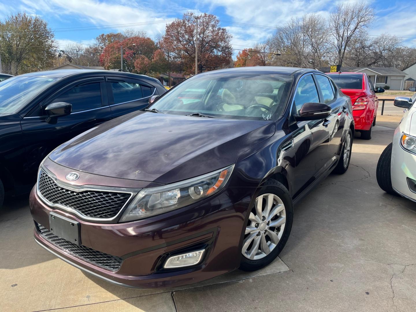 2014 PURPLE KIA OPTIMA EX; LX EX (5XXGN4A70EG) with an 2.4L L4 DOHC 16V engine, 6-Speed Automatic transmission, located at 8101 E. Skelly Dr., Tulsa, OK, 74129, (918) 592-3593, 36.121891, -95.888802 - Photo#1